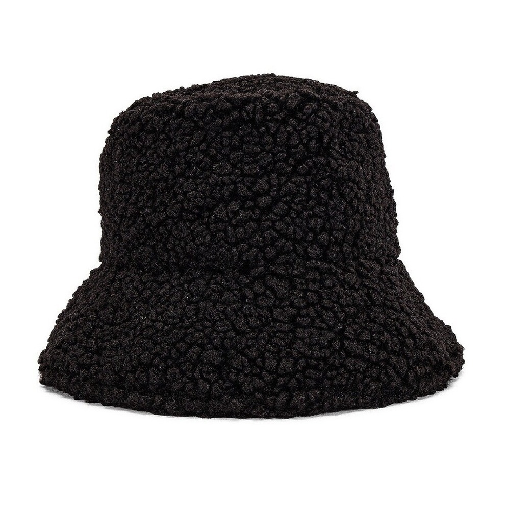Lack of Color Black Teddy Bucket Hat Sherpa Fleece Wave Winter Cozy Boho L2